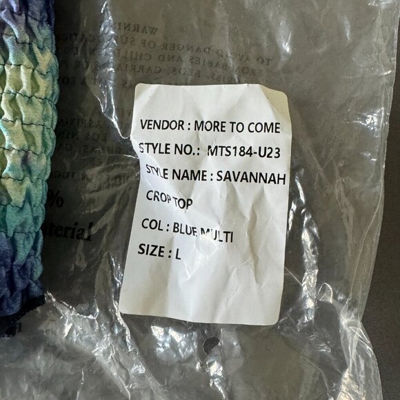 More to Come | NWT Savannah Crop Top Blue Multi Size Large - Picture 8 of 11